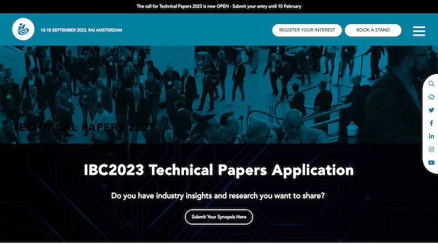 Screenshot IBC 2023 Technical Papers Application