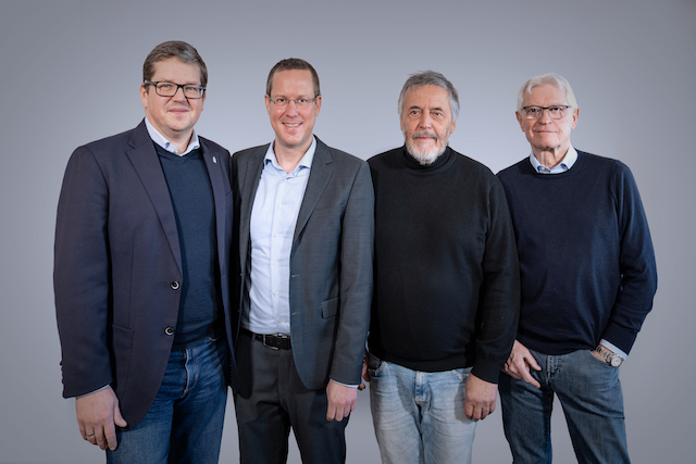 Markus Osthaus (CEO) und Christian Panhorst (CFO), TVN LIVE PRODUCTION, Achim Jendges (CEO) und Gesellschafter Manfred Müller, TopVision (v.l.). Bild: TVN