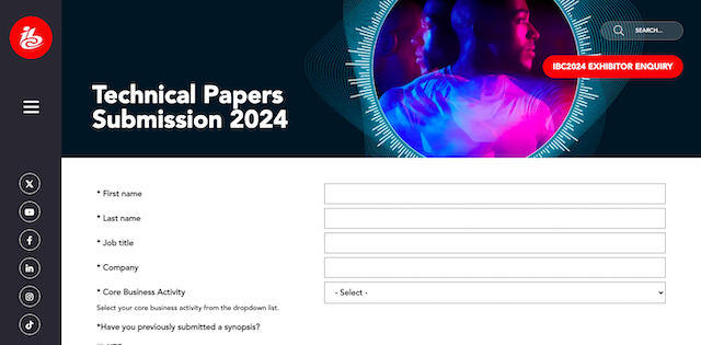 Screenshot Call for Technical Papers IBC2024